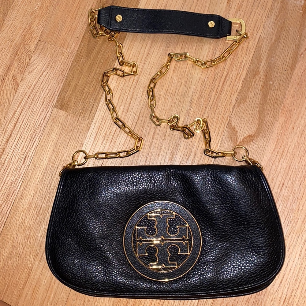 Tory Burch Black Leather Flap Crossbody Bag